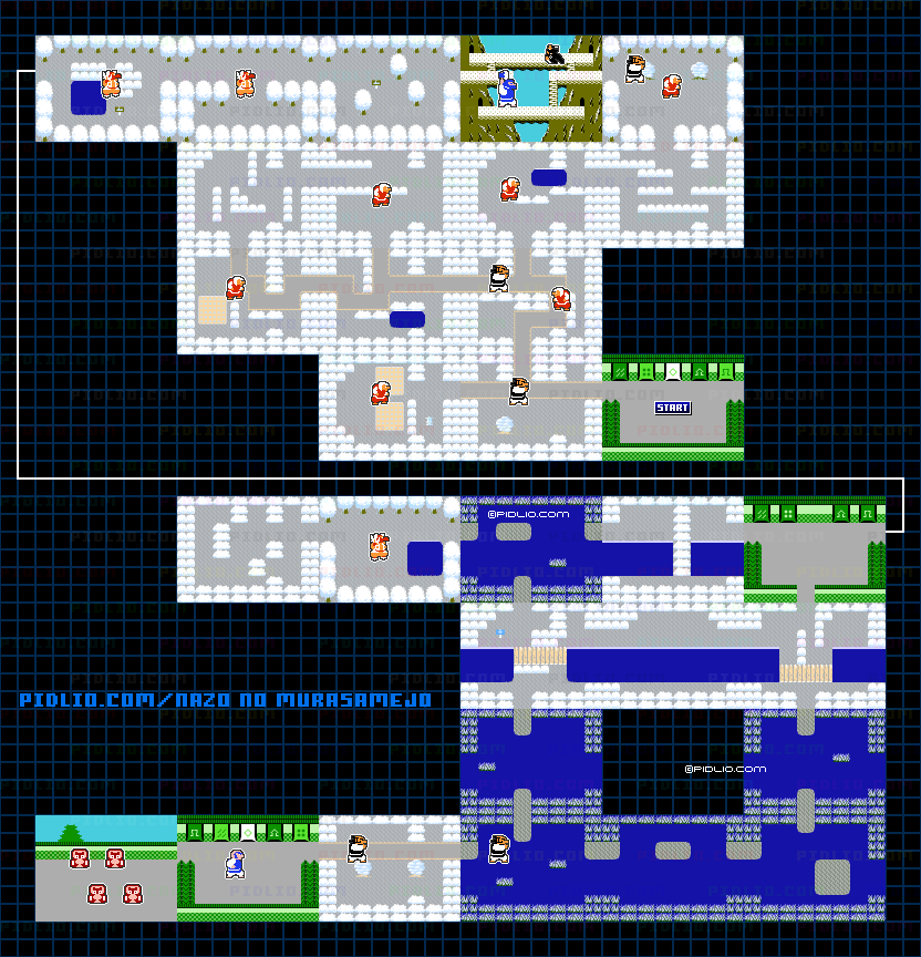 STAGE1-1：青雨城・道中の敵マップ画像 ／ 謎の村雨城攻略 ─ pidlio.com