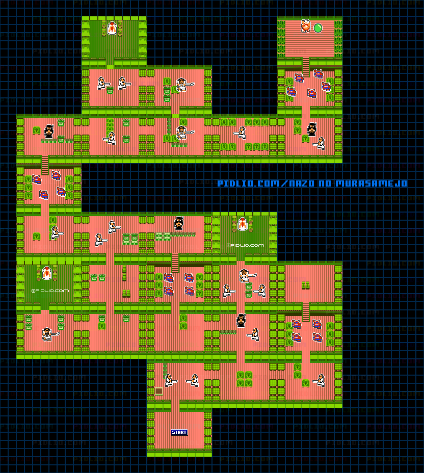 STAGE3-2：緑雨城・城内の敵マップ画像 ／ 謎の村雨城攻略 ─ pidlio.com