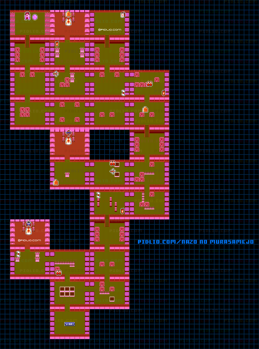STAGE4-2:桃雨城・城内のアイテムマップ画像 / 謎の村雨城攻略 ─ pidlio.com