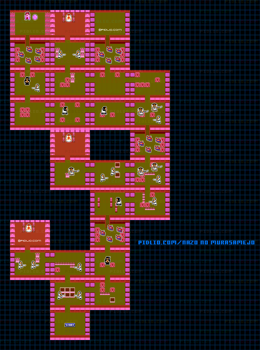 STAGE4-2:桃雨城・城内の敵マップ画像 / 謎の村雨城攻略 ─ pidlio.com