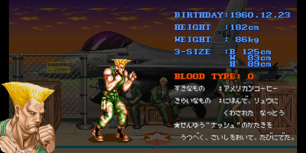 ガイル（GUILE）の詳細情報画像 ／ ストリートファイター2攻略