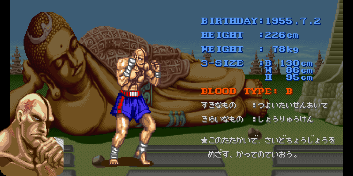 サガット（SAGAT）の詳細情報画像 ／ ストリートファイター2攻略