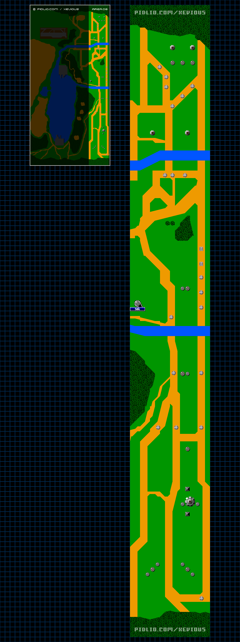 エリア08のマップ画像 ／ FC版ゼビウス（XEVIOUS）攻略 ─ pidlio.com