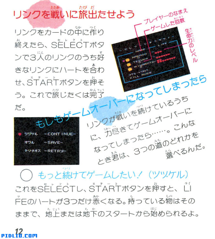 FC版ゼルダの伝説1 説明書 P12(画像):FC版ゼルダの伝説1攻略
