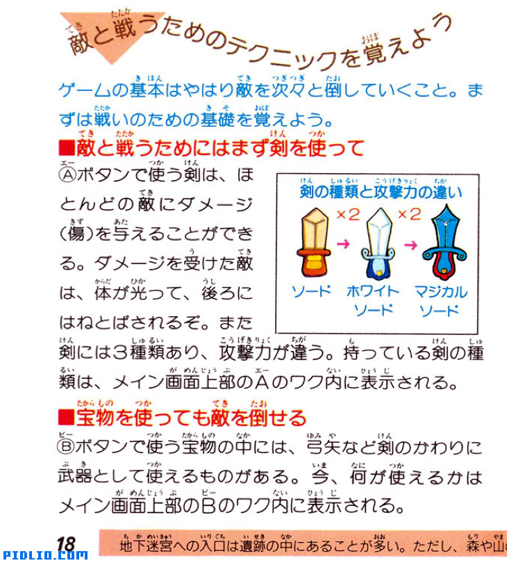 FC版ゼルダの伝説1 説明書 P18(画像):FC版ゼルダの伝説1攻略