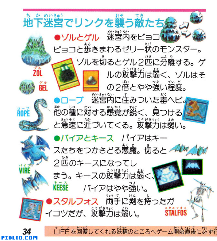 FC版ゼルダの伝説1 説明書 P34(画像):FC版ゼルダの伝説1攻略